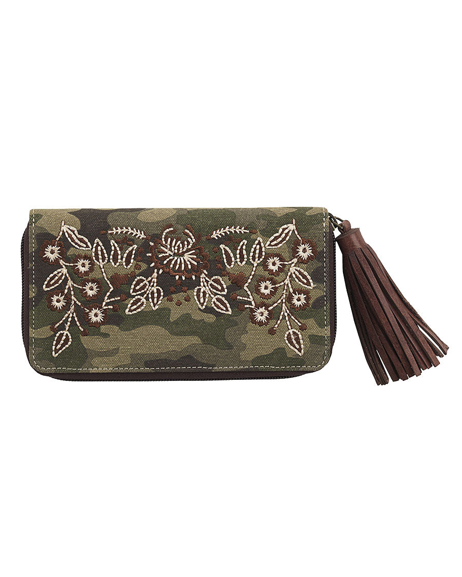 Camo Floral Embroidered Clutch - N770009302