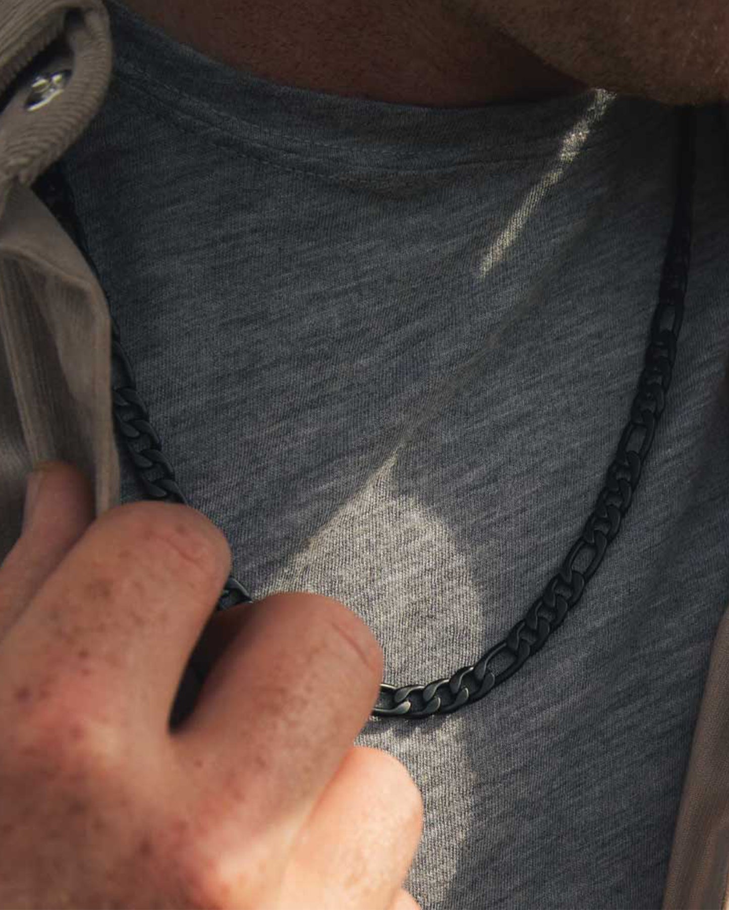 Midnight Onyx Figaro Chain Necklace