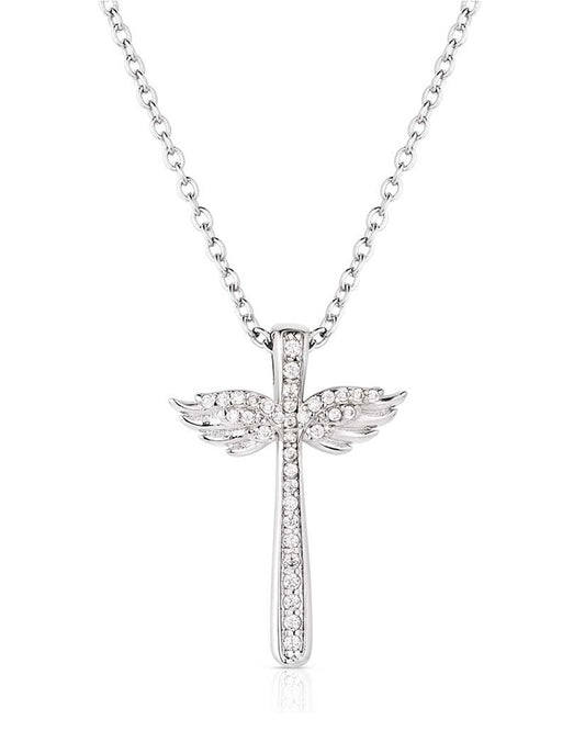 Wings Of Faith Cross Necklace - Nc6125 by Montana Silversmiths from Skip’s Western Outfitters | MON-NC6125-O/S