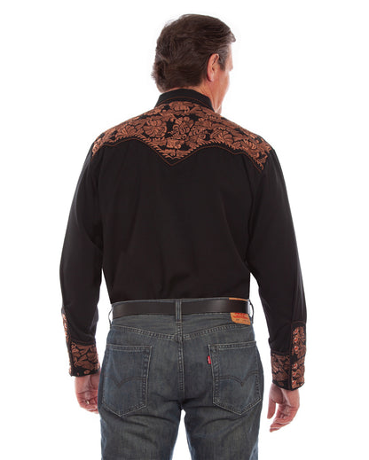 Men's Floral Embroidered Western Shirt