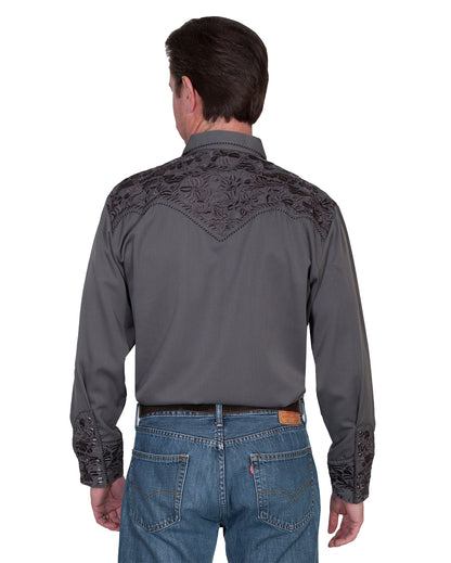 Men's Floral Embroidered Western Shirt