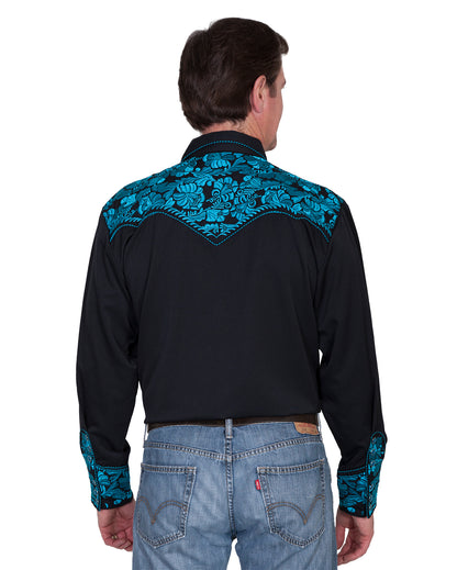 Men's Floral Embroidered Western Shirt