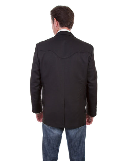 Men's Solid Blazer with Tonal Piping