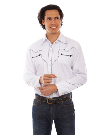 Men's Solid Shirt by Scully from Skip’s Western Outfitters | SCU-P-726-WHT-S-WHITE