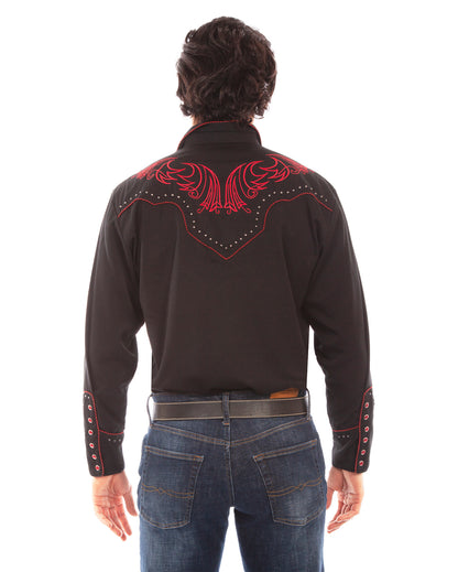Men's Embroidered Stylized Scrolling Western Shirt