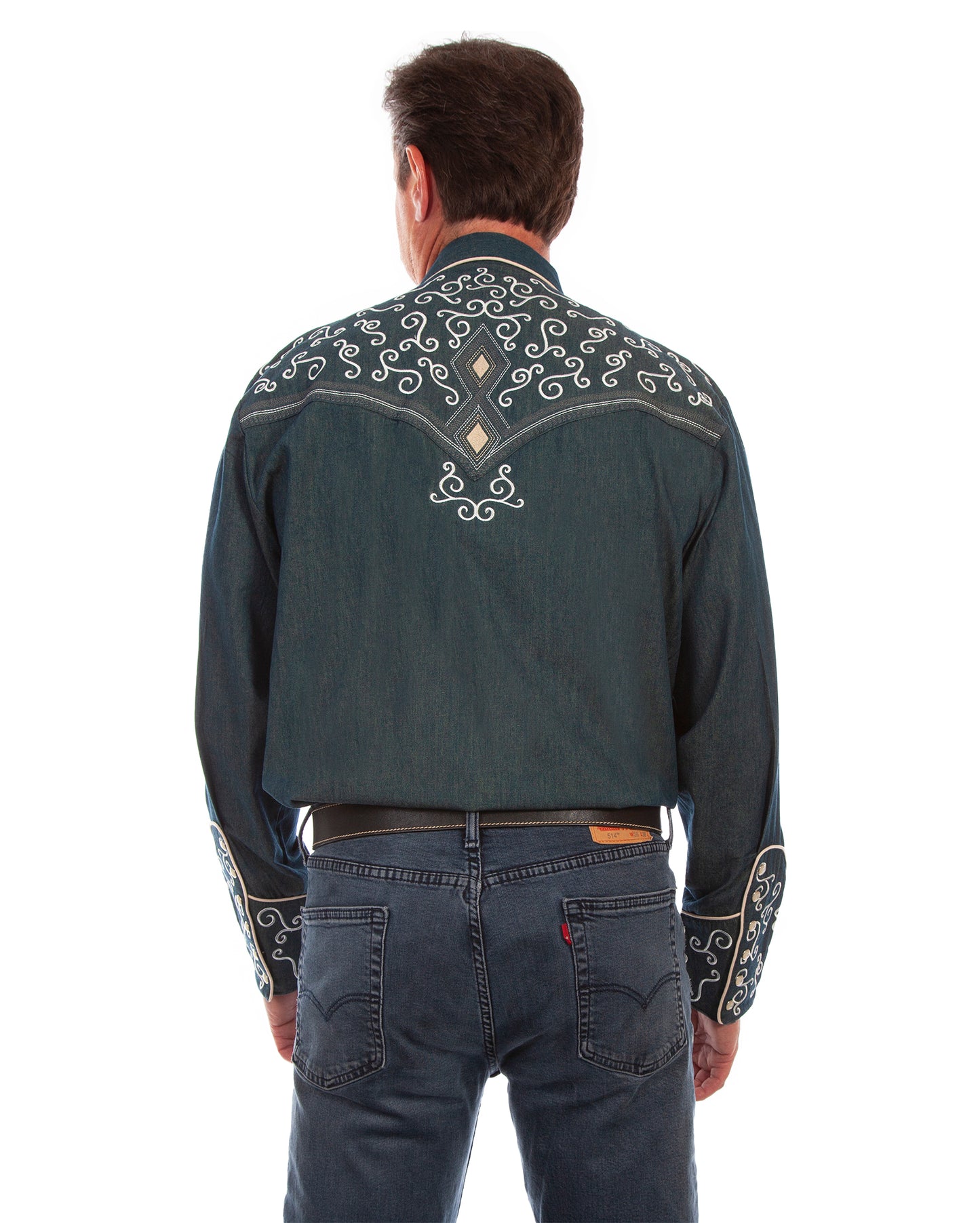 Men's Diamond & Scroll Embroidered Shirt