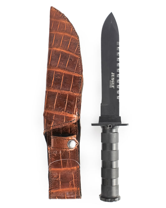 Large Alligator Knife Holster with Jungle Master Knife - Cognac