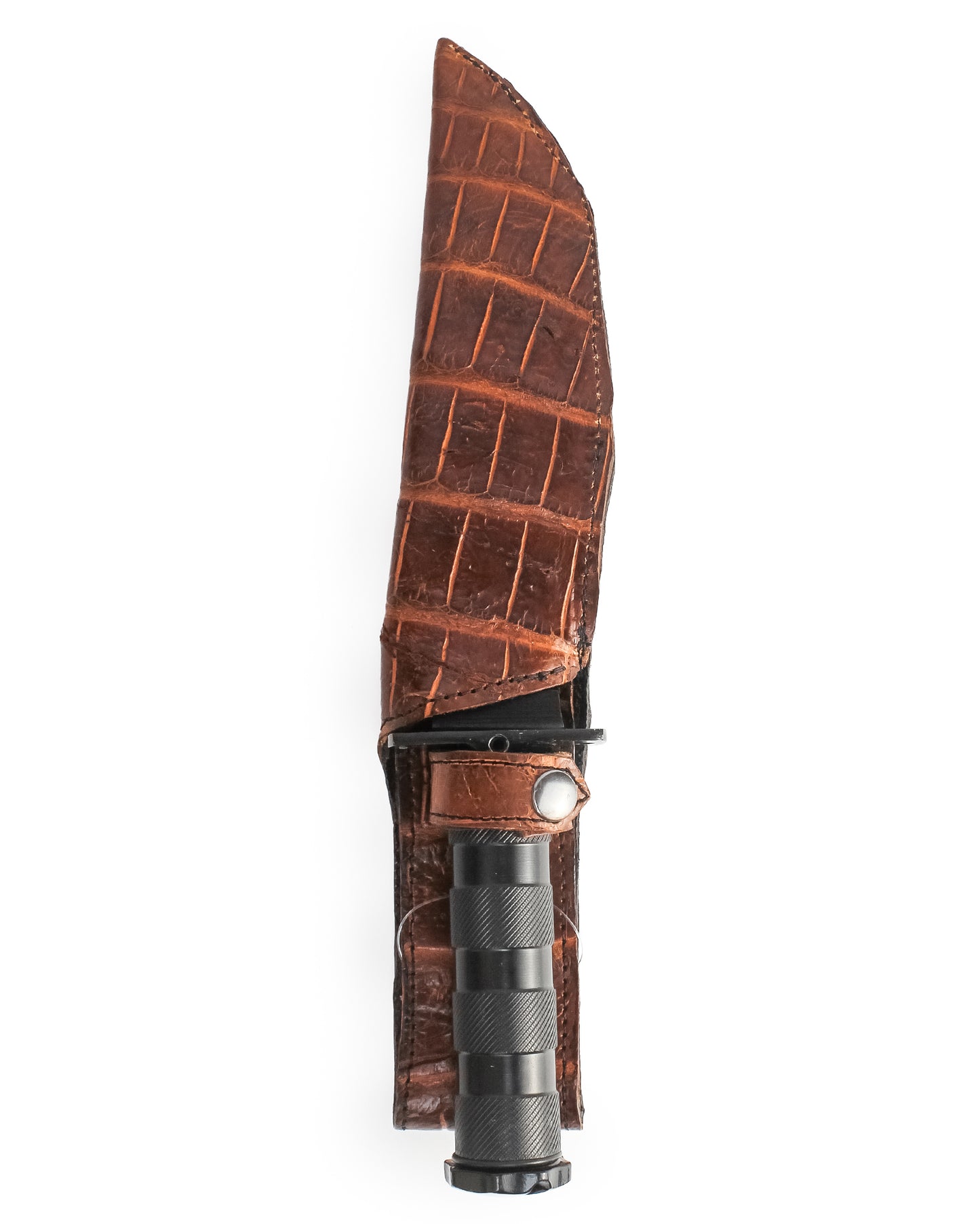 Large Alligator Knife Holster with Jungle Master Knife - Cognac