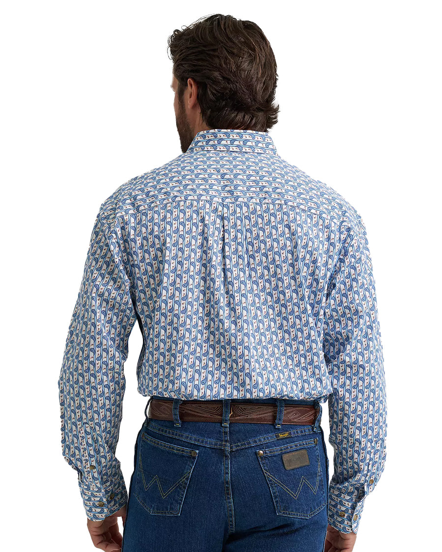 Wrangler Mens George Strait Two Pocket Shirt Baby Blue Paisley - 112374583 - L Wrangler Mens George Strait Two Pocket Shirt Baby Blue Paisley - 112374583 - L