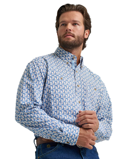 Men's George Strait Collection Two Pocket Long Sleeve Shirt by Wrangler from Skip’s Western Outfitters | WRA-112374583-S-REG