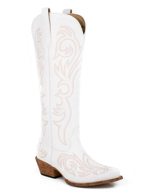 Women's White With All Over Embroidery Western Boots - 09-021-1558-3681 Wh by Roper from Skip’s Western Outfitters | KAR-09-021-1558-3681 WH-060-M