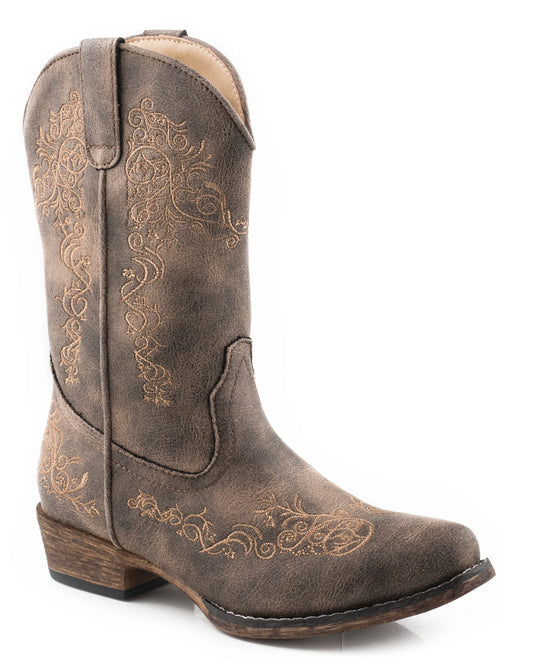 Little Girls' Riley Scroll Western Boots by Roper from Skip’s Western Outfitters | KAR-09-018-1566-2494-BR-1-MED