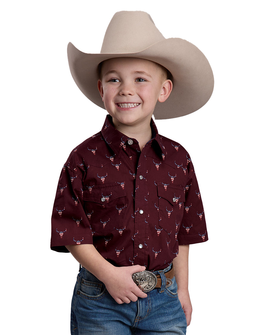 Boys' Skull Print Snap Western Shirt - 03-031-0064-1303 Wi