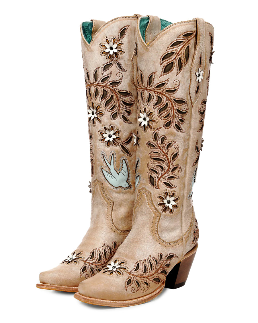 Women's Floral Day Tall Western Boots - Z5429