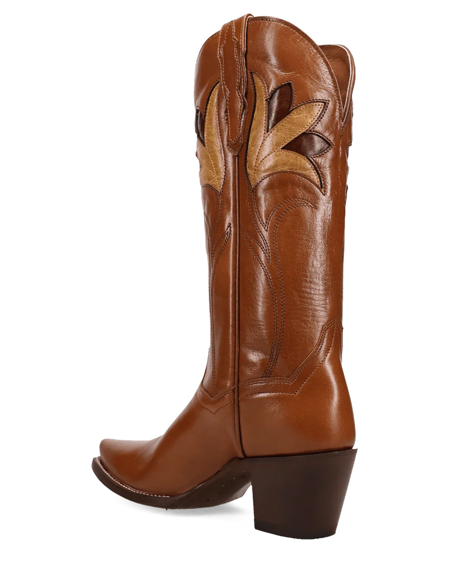Women's Marsala Leather Western Boots - Dp7174