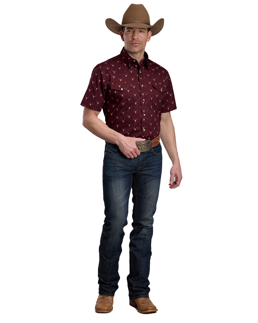 Men's Skull Print Western Snap Shirt - 03-002-0064-1303 Wi