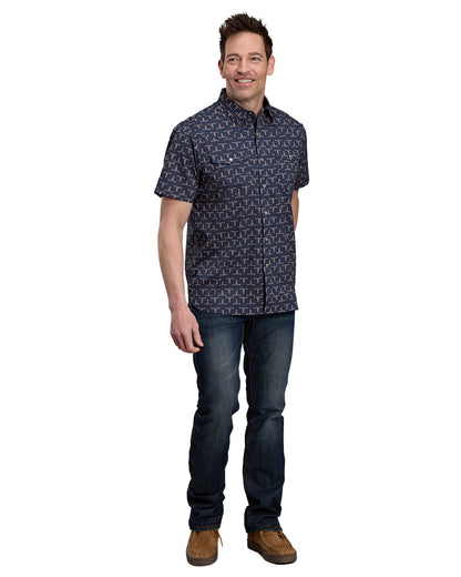Men's Longhorn Print Snap Performance Western Shirt  - 03-002-0124-1301 Bu