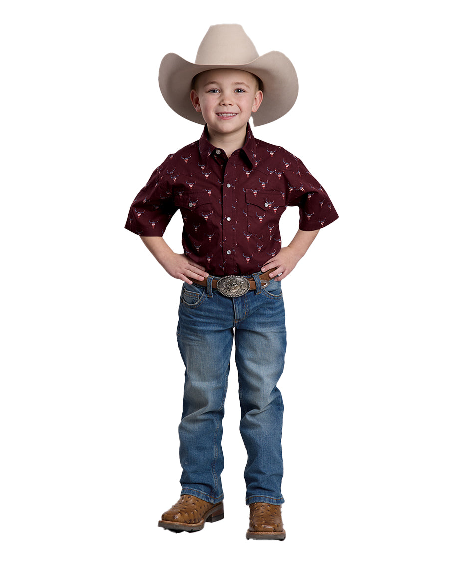 Boys' Skull Print Snap Western Shirt - 03-031-0064-1303 Wi