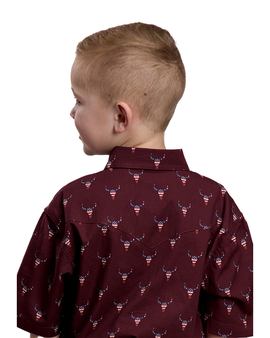 Boys' Skull Print Snap Western Shirt - 03-031-0064-1303 Wi