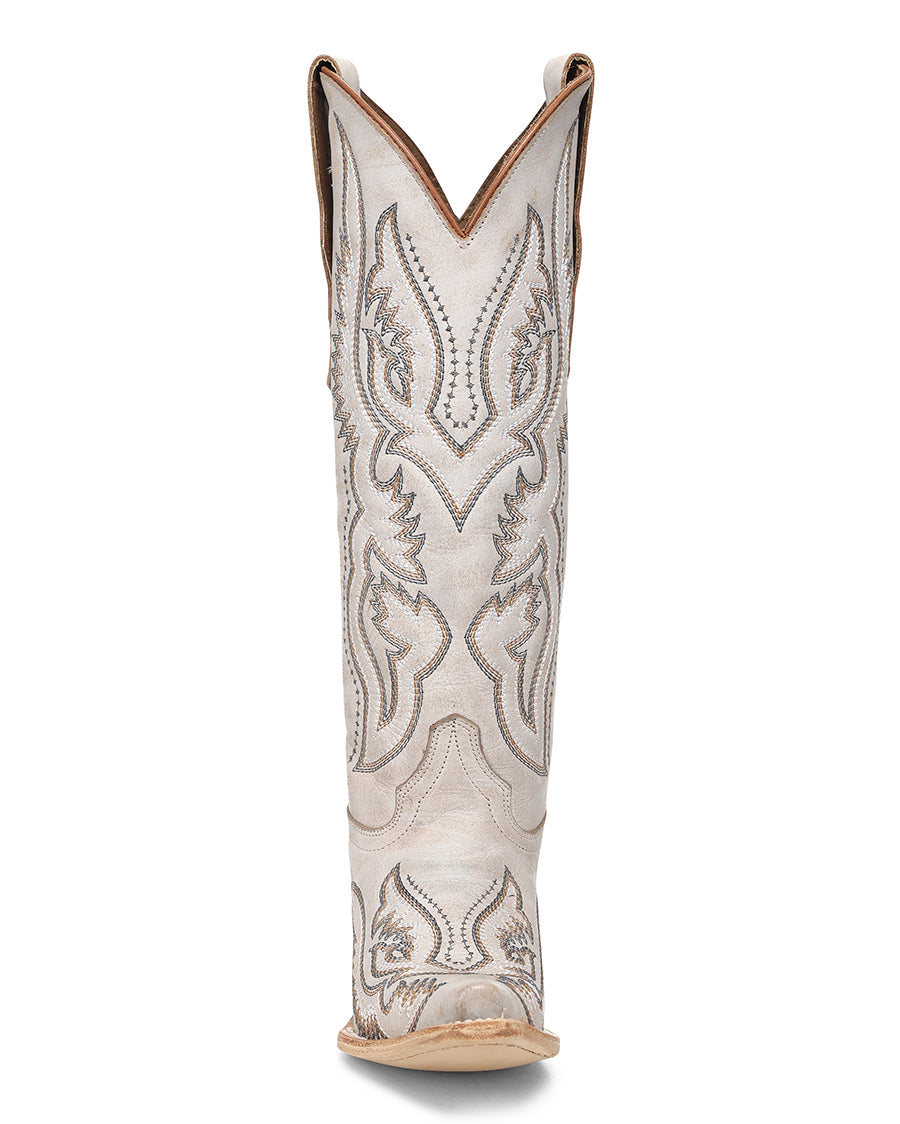 Circle G Women's White Embroidery Triad Tall Top Western Boots - L8073