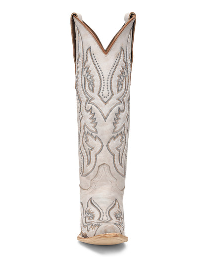 Circle G Women's White Embroidery Triad Tall Top Western Boots - L8073