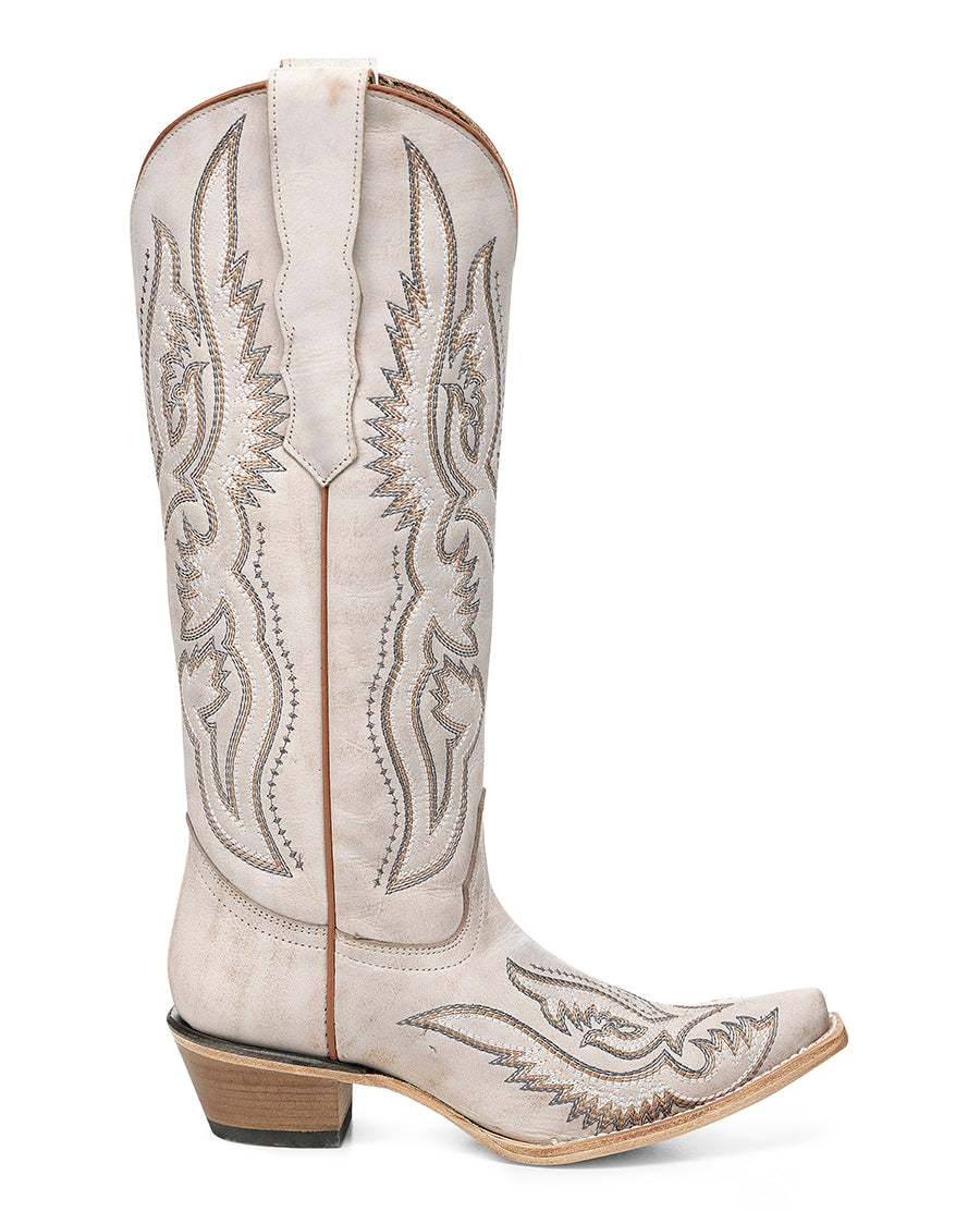 Circle G Women's White Embroidery Triad Tall Top Western Boots - L8073