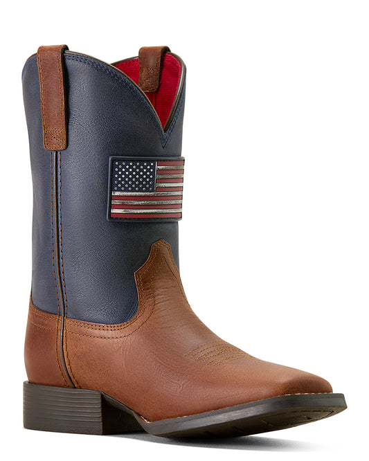 Youth Freedom Rider Wide Square Toe Western Boots - 10074213 by Ariat from Skip’s Western Outfitters | ARI-10074213-080-M