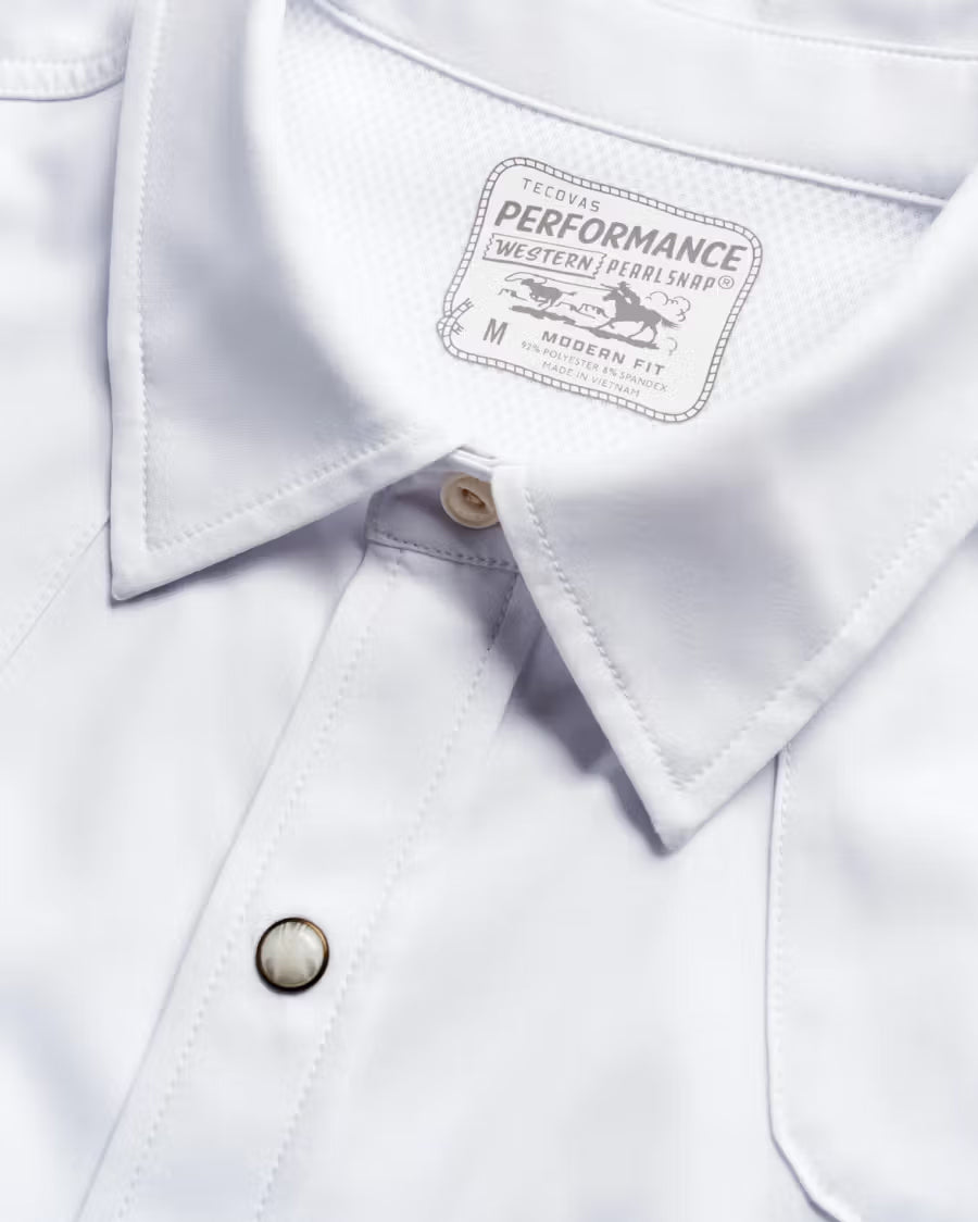 Men's Performance Short Sleeve Western Pearl Snap Shirt - 40364-Wht