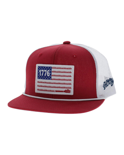 1776 Liberty Roper 6-Panel Trucker Cap - 2655T-Rdwh by Hooey from Skip’s Western Outfitters | HOO-2655T-RDWH-OS-RED-/-WHITE