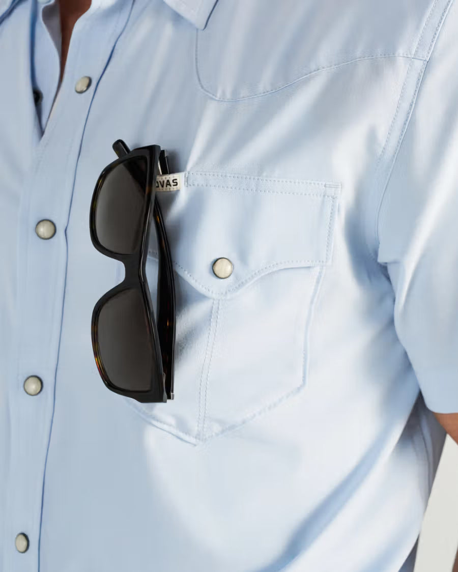 Men's Performance Western Pearl Snap Short Sleeve Shirt - 40364-Sky