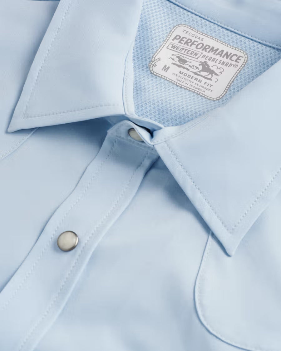 Men's Performance Western Pearl Snap Short Sleeve Shirt - 40364-Sky
