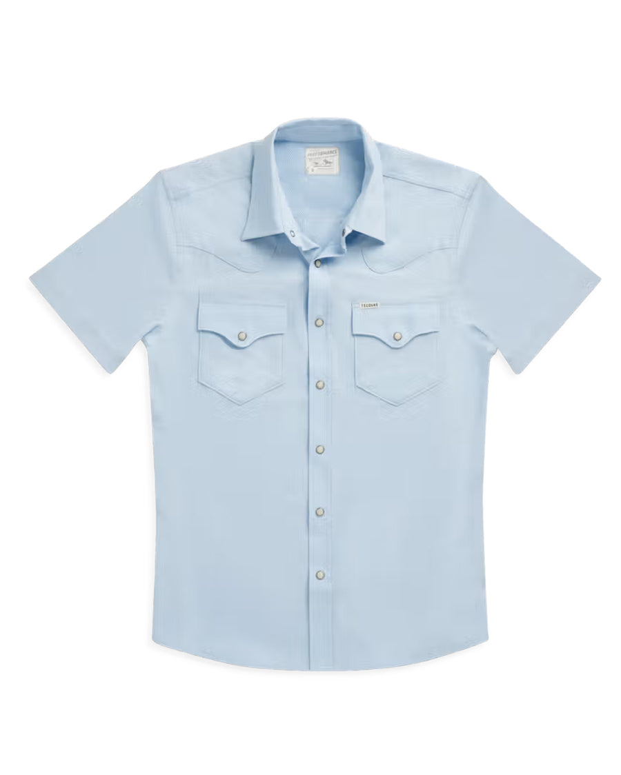 Men's Performance Western Pearl Snap Short Sleeve Shirt - 40364-Sky