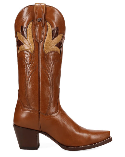 Women's Marsala Leather Western Boots - Dp7174
