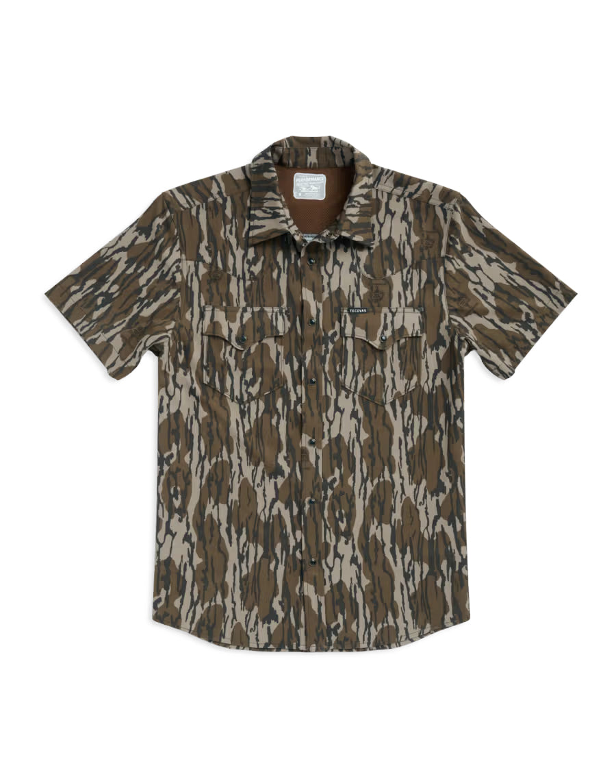 Men's Tecovas X Mossy Oak Short Sleeve Performance Western Shirt - 61103-Mob by Tecovas from Skip’s Western Outfitters | TEC-61103-MOB-S