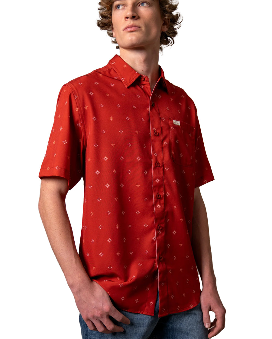 Men's Dunn Short Sleeve Western Shirt - Mds0000084-Rd001 by Kimes Ranch from Skip’s Western Outfitters | KMR-MDS0000084-RD001-S-RED