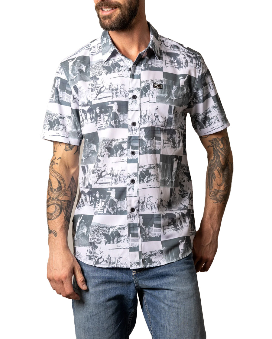 Men's Dunn Short Sleeve Western Shirt - Mds0000084-Bk014 by Kimes Ranch from Skip’s Western Outfitters | KMR-MDS0000084-BK014-S-BLACK/WHITE