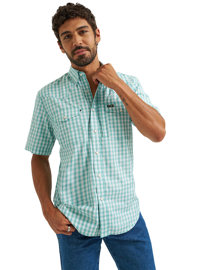 Men's ATG Short Sleeve Western Performance Shirt - 112375131 by Wrangler from Skip’s Western Outfitters | WRA-112375131-L-REG