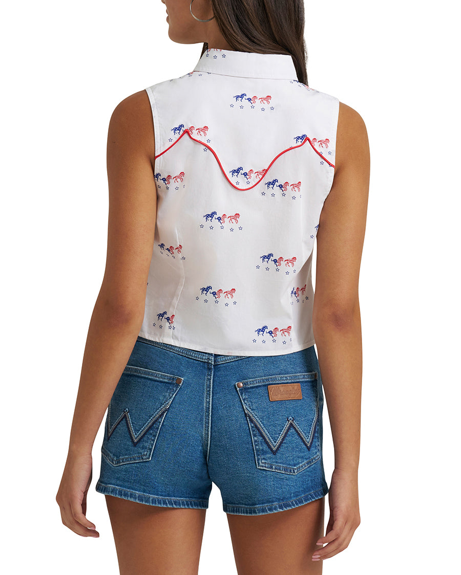 Women's Retro® Americana Sleeveless Snap Shirt - 112379496