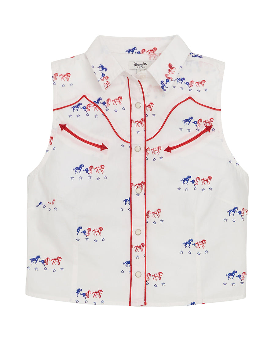 Women's Retro® Americana Sleeveless Snap Shirt - 112379496