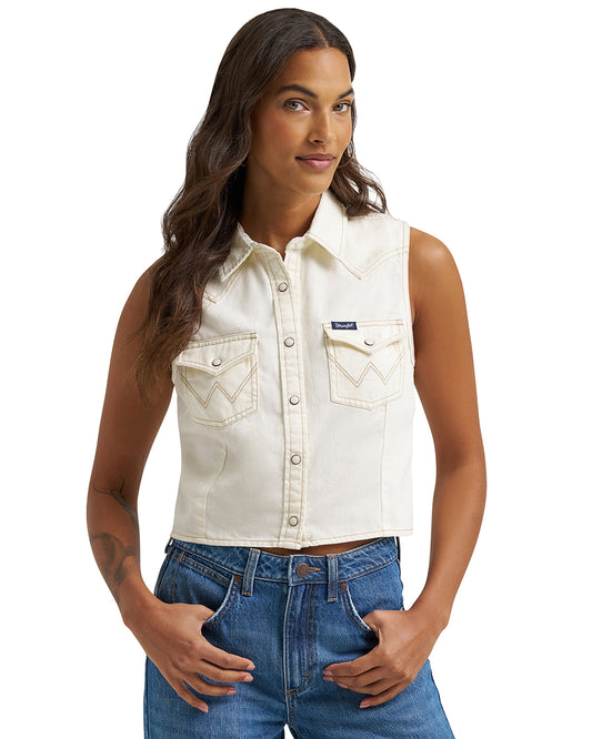 Women's Retro® Punchy Sleeveless Denim Snap Shirt - 112379493