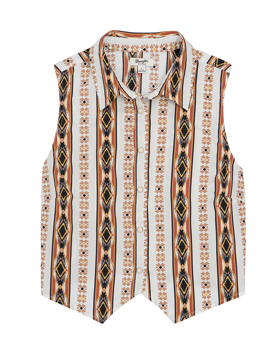 Women's Retro® Vintage Sleeveless Snap Shirt - 112379511 by Wrangler from Skip’s Western Outfitters | WRA-112379511-L-REG