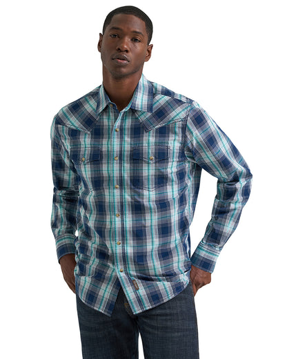 Men's Retro® Premium Long Sleeve Snap Shirt - Modern Fit - 112378801 by Wrangler from Skip’s Western Outfitters | WRA-112378801-L-REG
