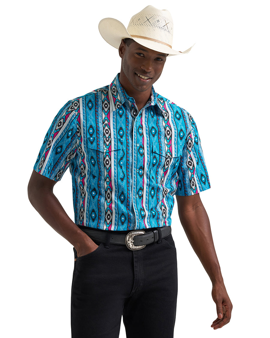 Men's Checotah® Dress Western Short Sleeve Shirt - Classic Fit - 112379227 by Wrangler from Skip’s Western Outfitters | WRA-112379227-L-REG