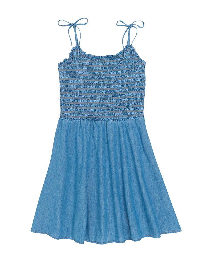 Women's Retro® Americana Tie Denim Smocked Dress - 112379497