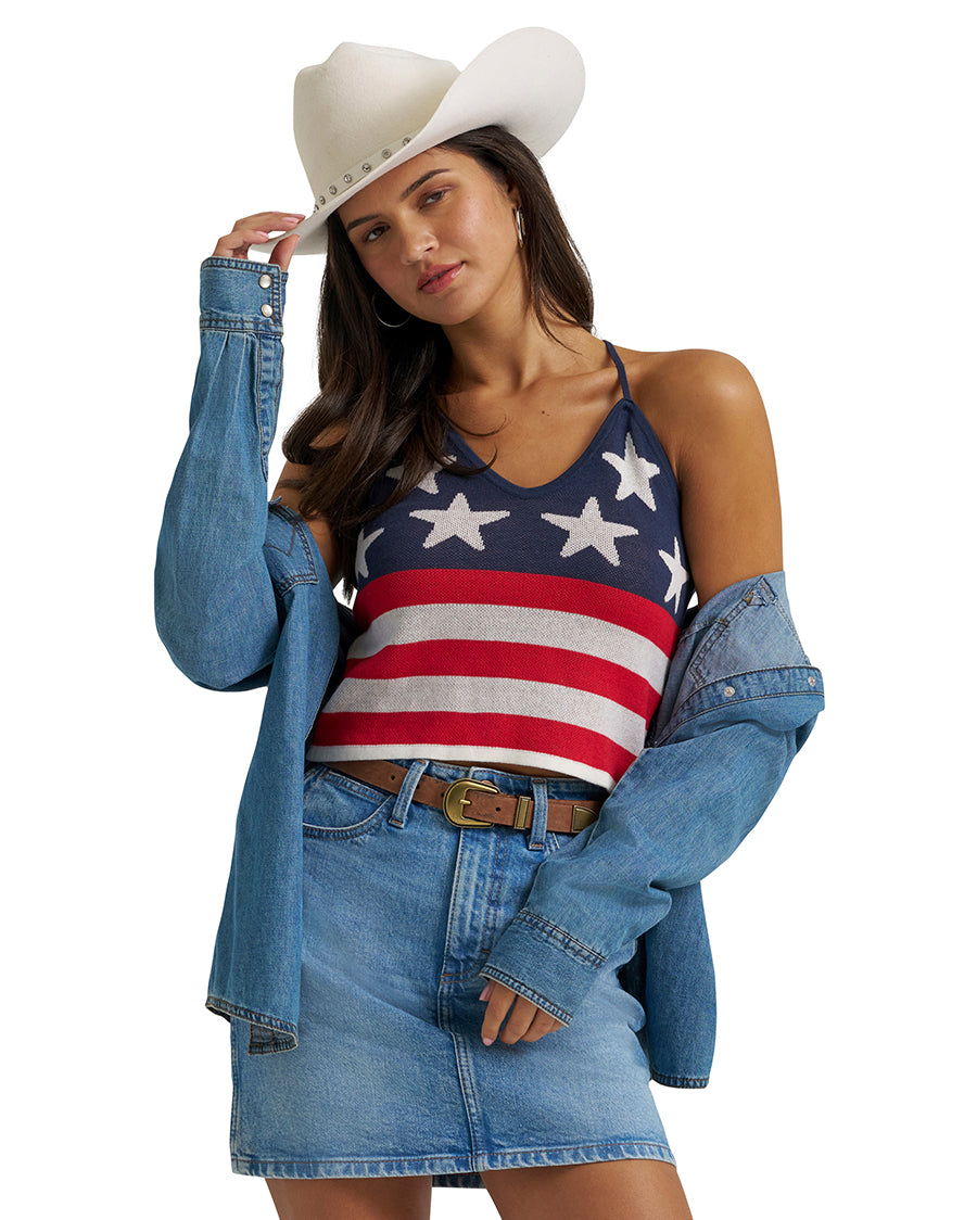 Women's Retro® Americana Crochet Tank - 112379502 by Wrangler from Skip’s Western Outfitters | WRA-112379502-L-REG