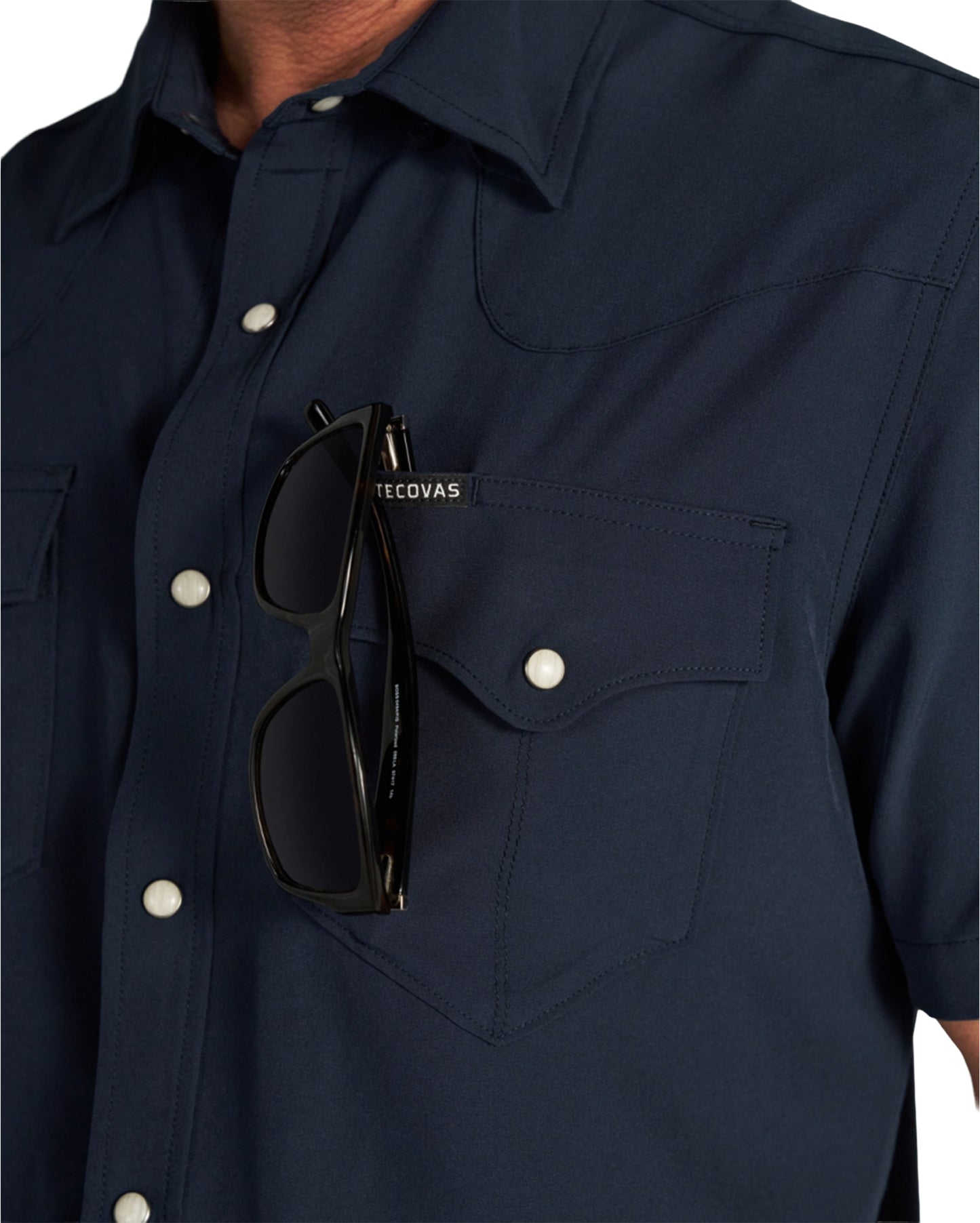 Men's Performance Western Pearl Snap Short Sleeve Shirt - 40364-Nav