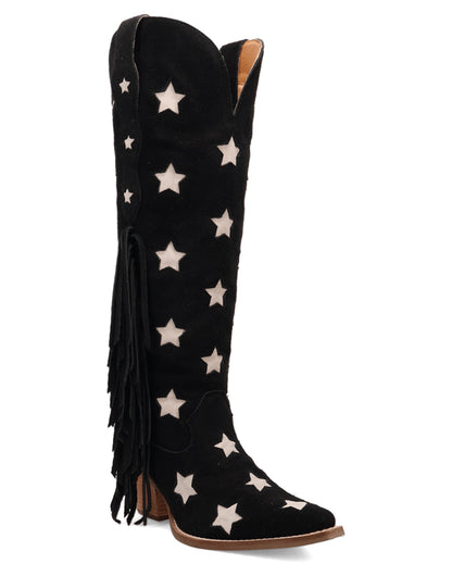Dingo Women's Super Star Suede Western Boots in Black with Snip Toe at Skip's Western Outfitters | DI2177-Black
