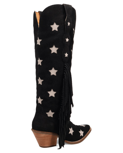 Dingo Women's Super Star Suede Western Boots in Black with Snip Toe at Skip's Western Outfitters | DI2177-Black
