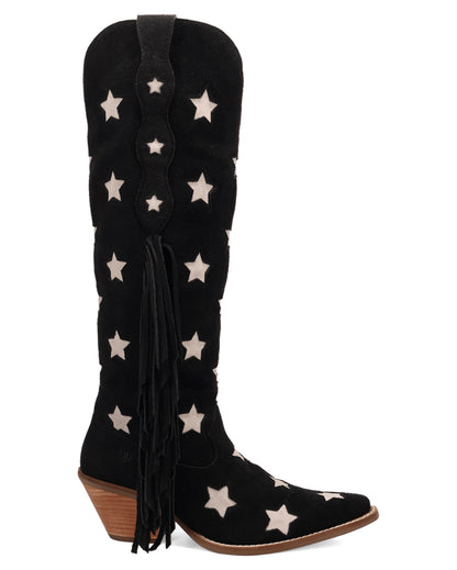 Dingo Women's Super Star Suede Western Boots in Black with Snip Toe at Skip's Western Outfitters | DI2177-Black