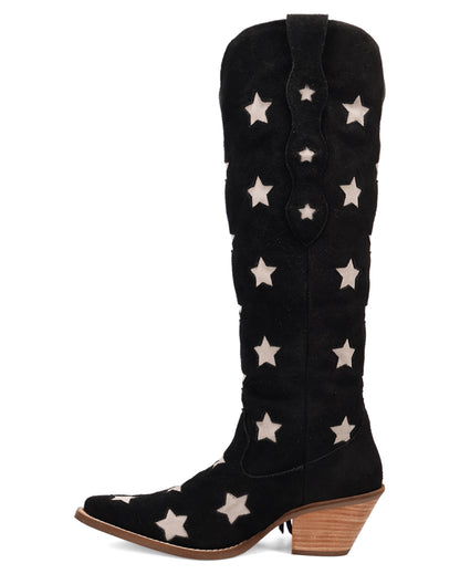 Dingo Women's Super Star Suede Western Boots in Black with Snip Toe at Skip's Western Outfitters | DI2177-Black
